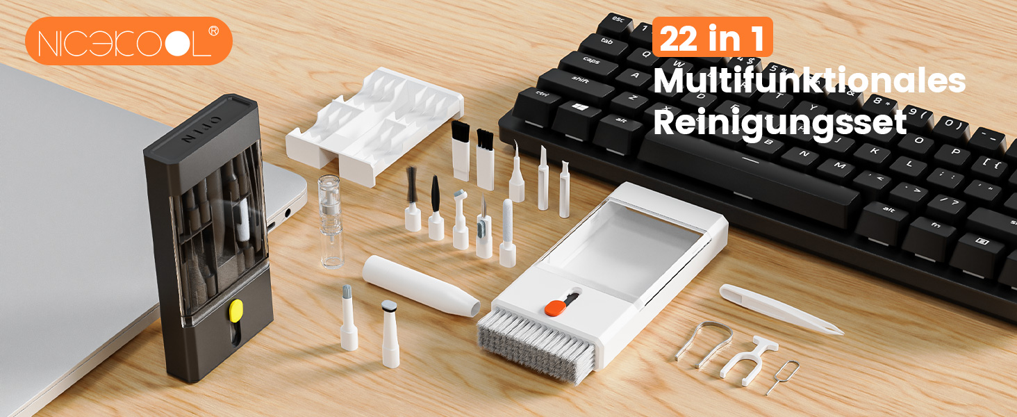 Набір для чищення клавіатури та навушників: 22 в 1. Підходить для AirPods, ноутбуків, моніторів, телефонів.