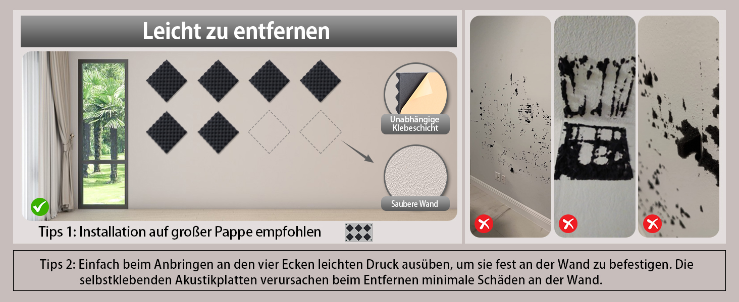 Акустичний поролон самоклейний пірамідальний, панелі для шумоізоляції студії, офісу та дому, чорний, 30x30x3 см, 24 шт