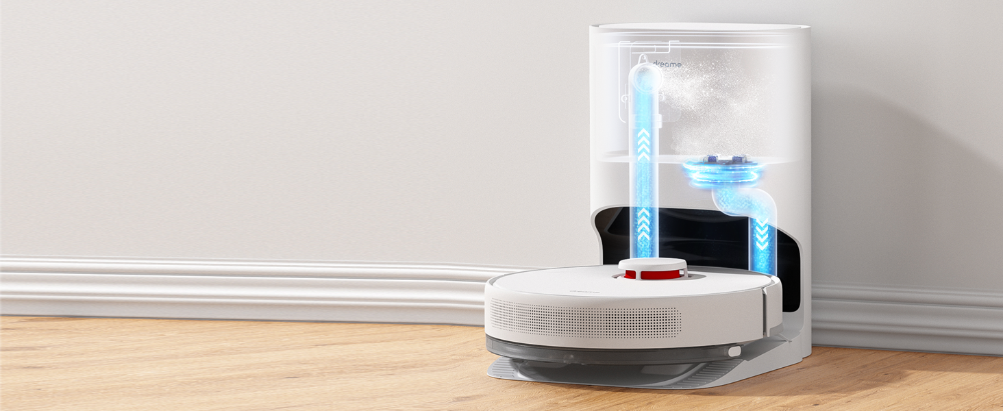 Робот-пилосос Dreame D10 Plus Gen 2 з функцією миття, автоматичним випорожненням, LiDAR-навігацією та потужністю 6000 Pa. Ідеально підходить для прибирання шерсті тварин та килимів. До 285 хвилин роботи від акумулятора.