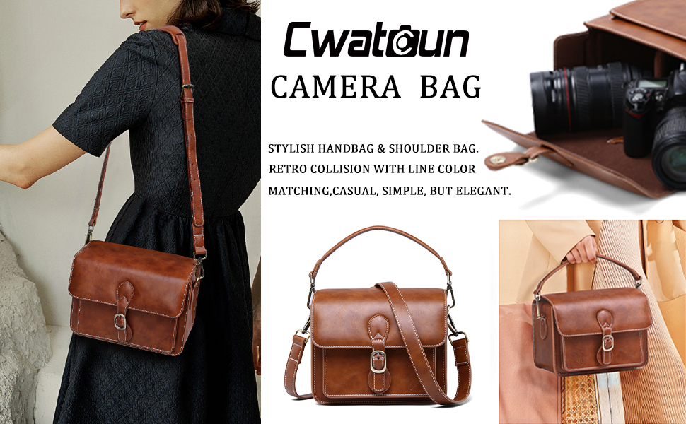 Сумка для камери Cwatcun Kaeratasche - водонепроникна сумка для камери Canon, Nikon, Sony DSLR/Mirrorless (Коричнева)