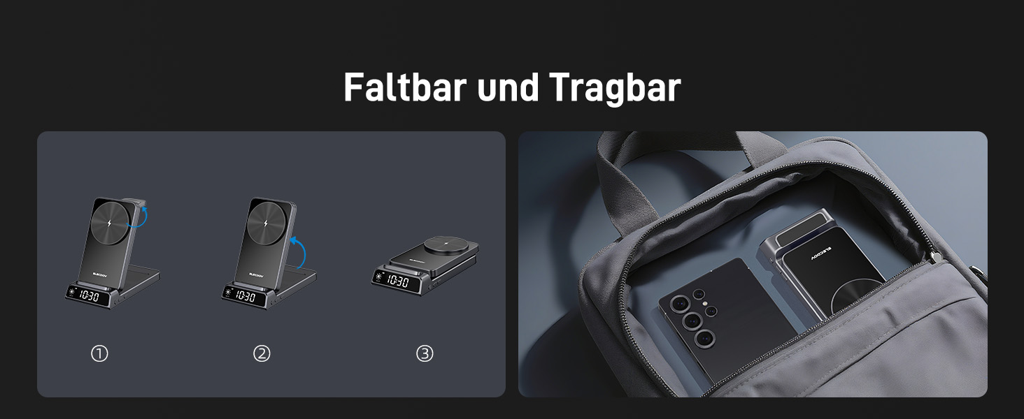 Бездротовий зарядний пристрій MagSafe 3-в-1 для Samsung Galaxy Fold/Flip, S24/S25 Ultra, Watch Ultra/8/7/6, Buds 3/3 Pro (Білий/Сірий)