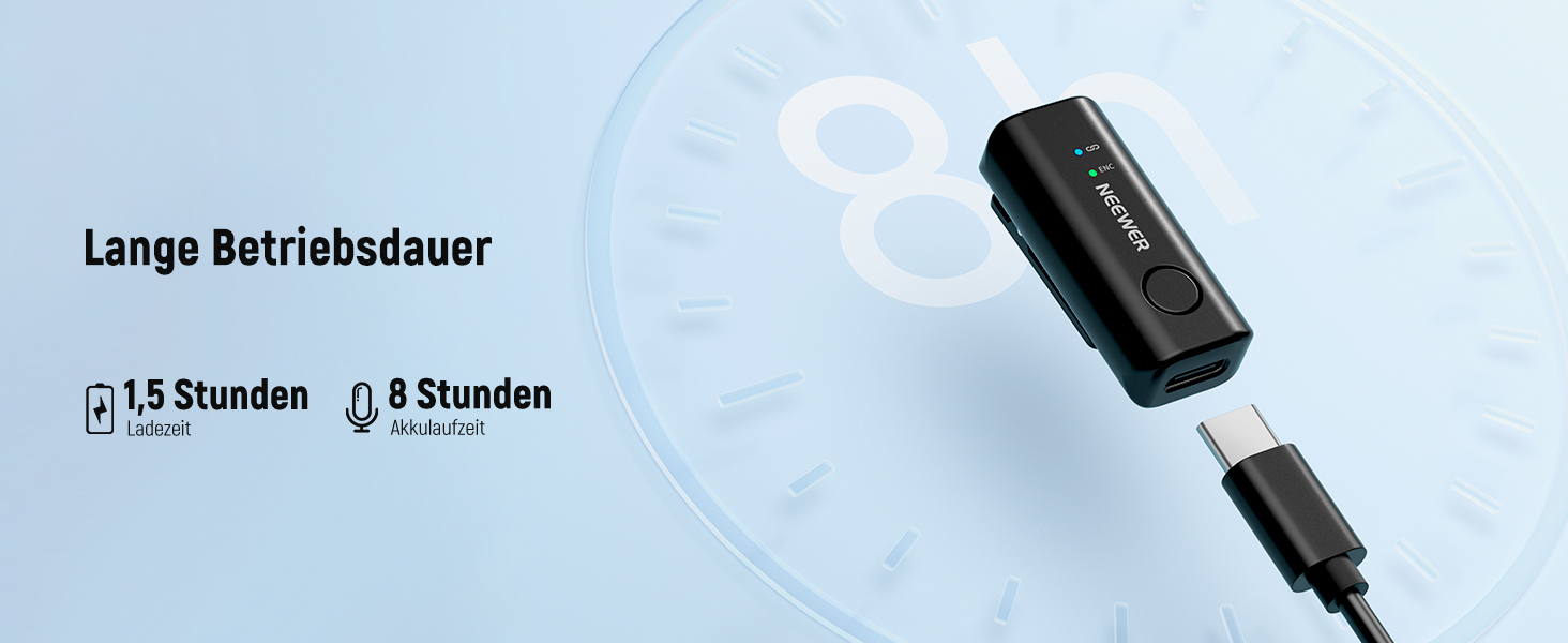 NEEWER Бездротовий петличний мікрофон KM23B: 48kHz/24Bit, 8 годин роботи, шумозаглушення, USB-C, сумісний з DJI, Insta360, iPhone, Android, PC