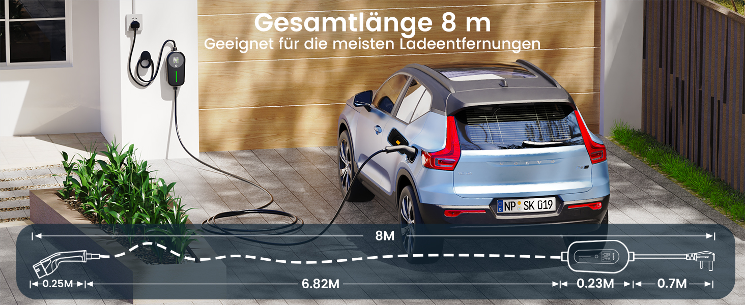 Зарядний кабель для електромобіля EzGoGo Type 2 (Schuko), 3.7 кВт, 6-16А, довжина 6.1 м