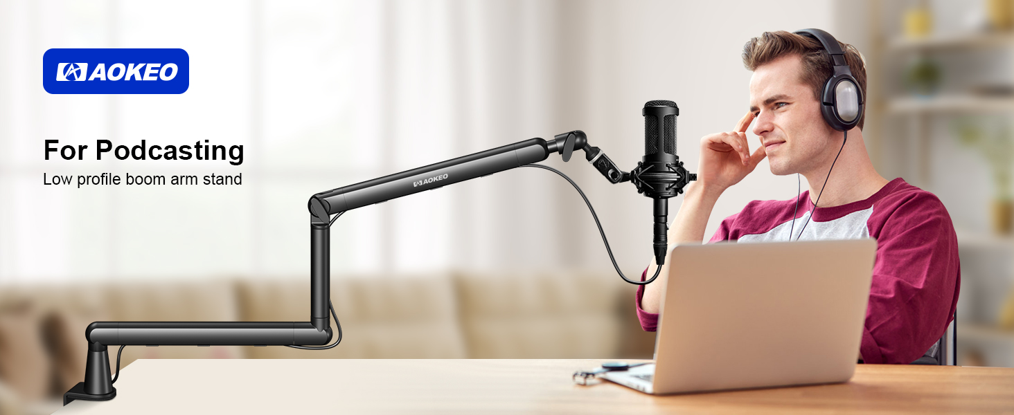 Кріплення для мікрофону Aokeo AK-55 - низькопрофільний тримач для HyperX QuadCast, Elgato Wave, Shure SM7B, Blue Yeti, Blue Snowball, студійне запису