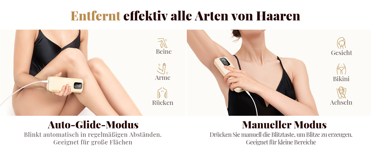 Пристрій для епіляції IPL Laser - Безболійний пристрій для видалення волосся IPL з 9 рівнями інтенсивності, 999,900 світлових імпульсів для дому, тіла, обличчя, зони бікіні та пахв (Бежевий)