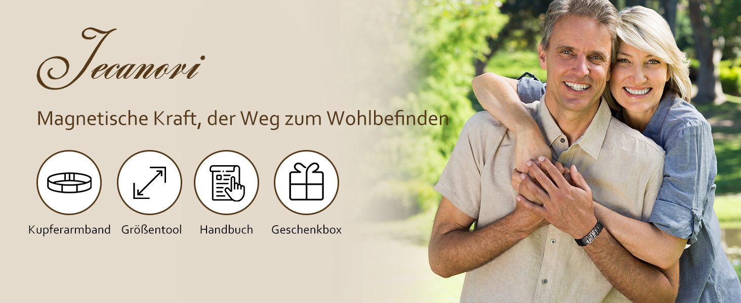 Масивне браслет з міді для чоловіків Jecanori, регульований розмір, магнітний браслет з 3500 Гаусс, подарункова коробка чорного кольору