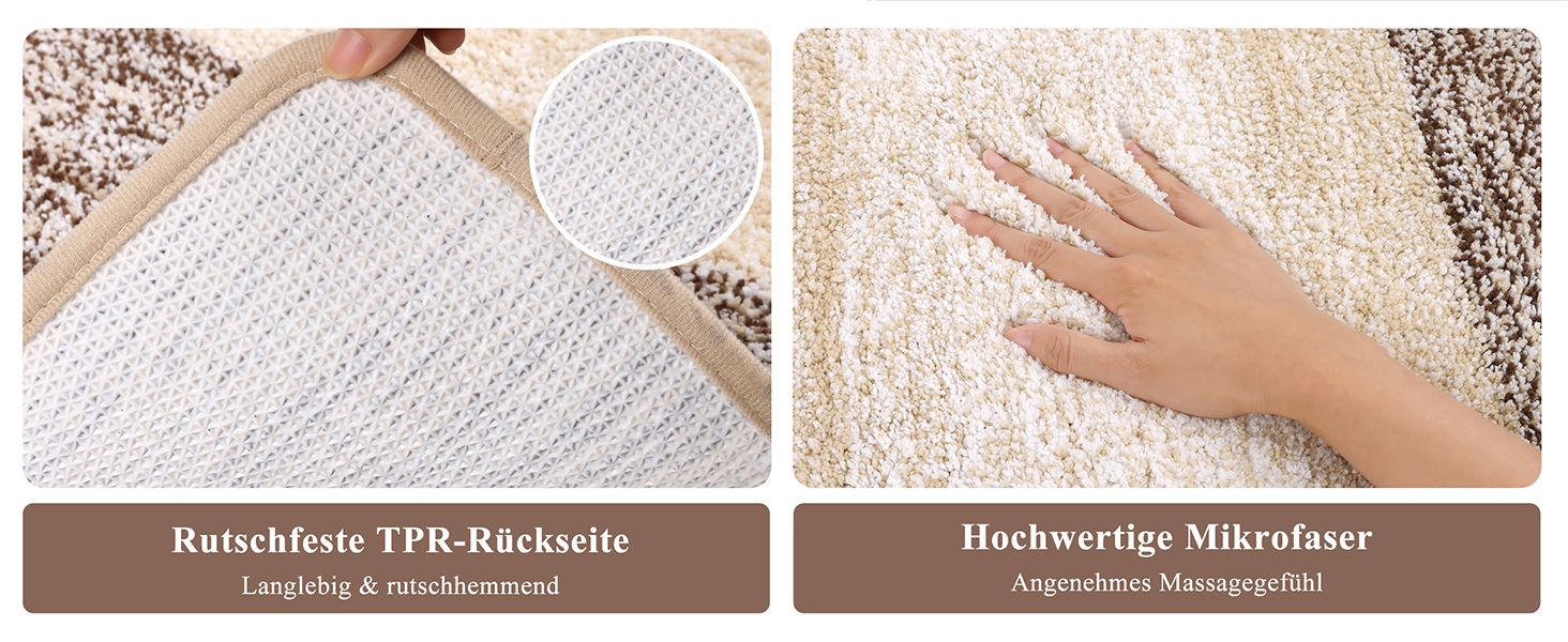 Enyhom 3-Piece Microfiber Bath Mat Set - Non-Slip Bathroom Rugs & Toilet Mat Set (Coffee, 45x65cm, 50x80cm, 50x60cm)