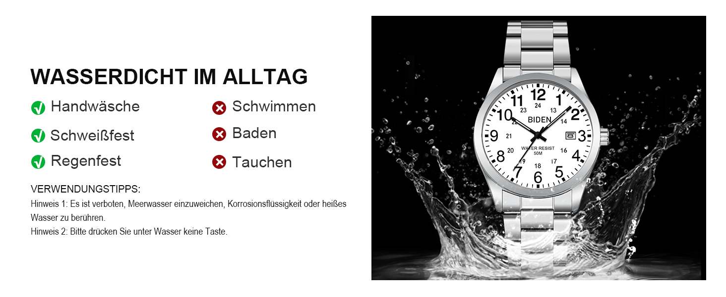 Годинник чоловічий LENQIN з нержавіючої сталі, аналоговий кварцовий годинник на зап'ясті, водонепроникний 30M, стильний повсякденний годинник для чоловіків (срібно-білий)