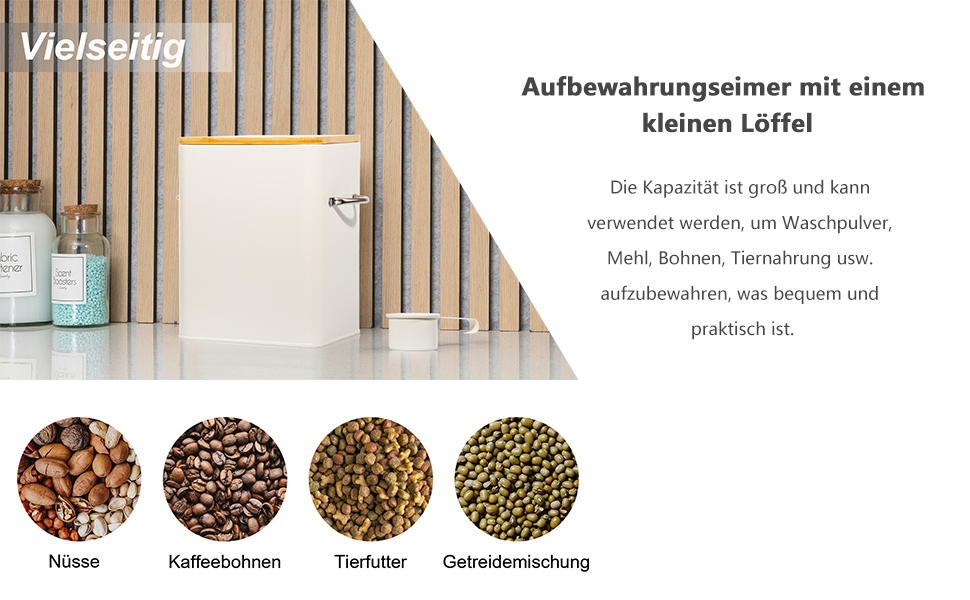 Контейнер для порошку 6.5л з дозатором, коробка для порошку, контейнер для корму, ящик для печива, кавових зерен, тваринного корму (Бежевий)