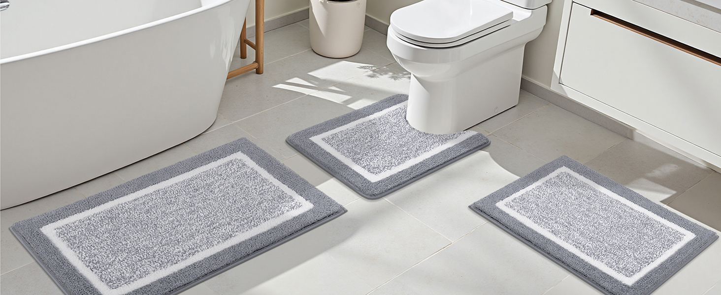 Килимок для ванної кімнати SHACOS: неслизький, м'який, швидковисихаючий, 50x80 см, сірий