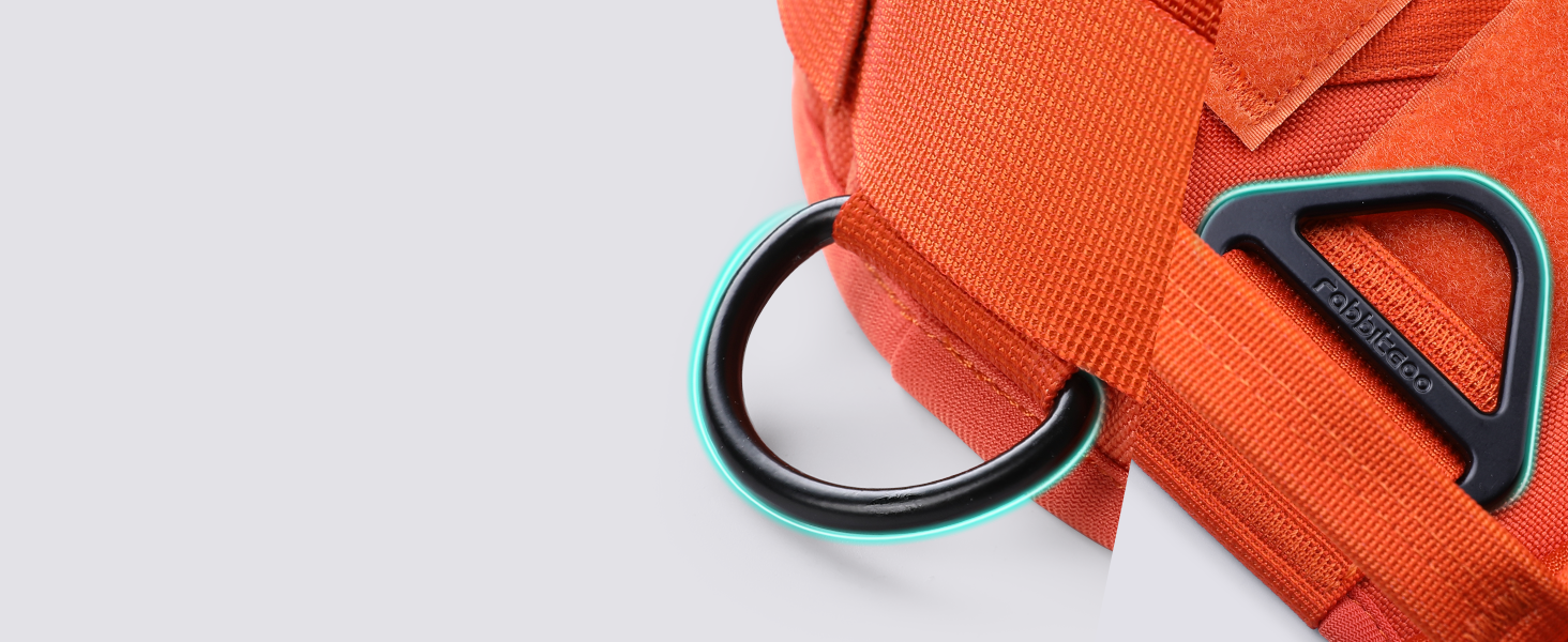 Нагрудник для собак Rabbitgoo великих порід, без натягу, тактичний з MOLLE, металеві пряжки, дихаючий, військовий, регульований, з підкладкою, L (1 шт), помаранчевий