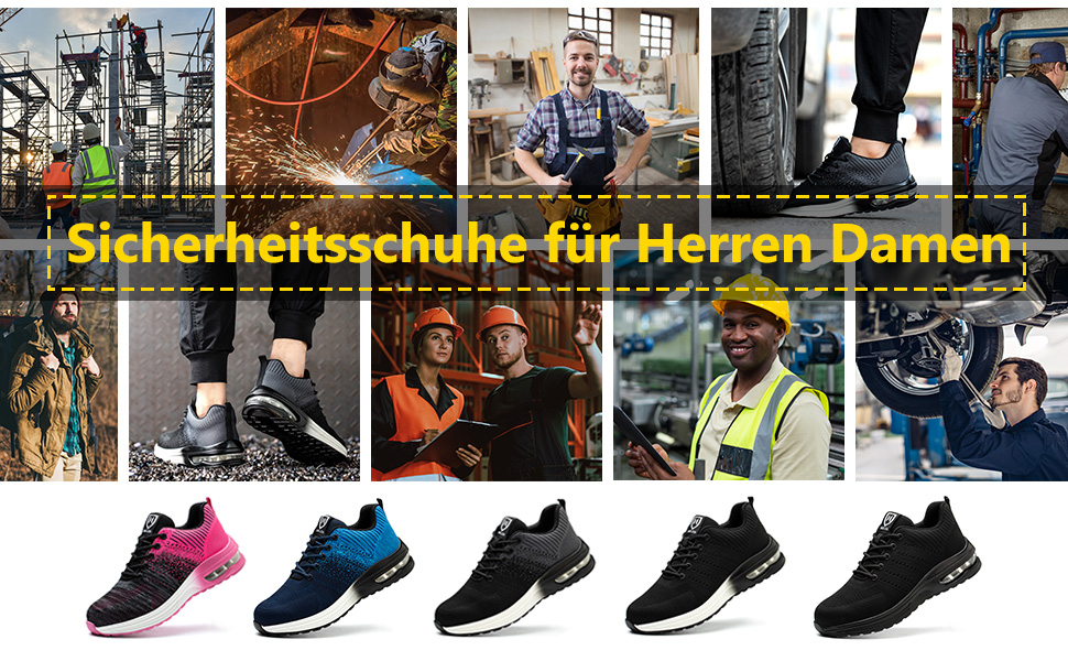 Чоловічі та жіночі робочі черевики/спортивне взуття для роботи з металевим підноском, антиковзаюча підошва, дихаючі, розмір 35-46, чорний