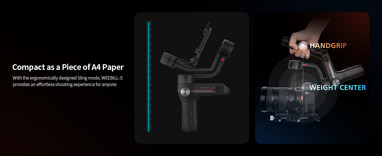 Zhiyun Weebill S: Стабілізатор камери з 3 осями для DSLR та Mirrorless, легкий, динамічний, сумісний з Canon/Sony/Panasonic/Nikon/Fujifilm