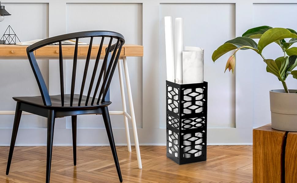 ZENFUN Metal Umbrella Stand - Freestanding Umbrella Holder for Entryway, Home, Office, Hotel - Black, 15x15x40 CM