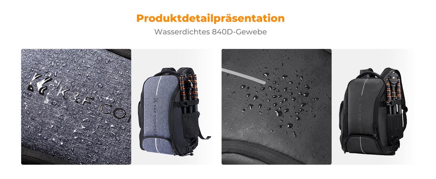 Фоторюкзак K&F Concept 25L: Водонепроникний рюкзак для фототехніки з захистом від дощу, відділенням для ноутбука 16 дюймів (чорний)