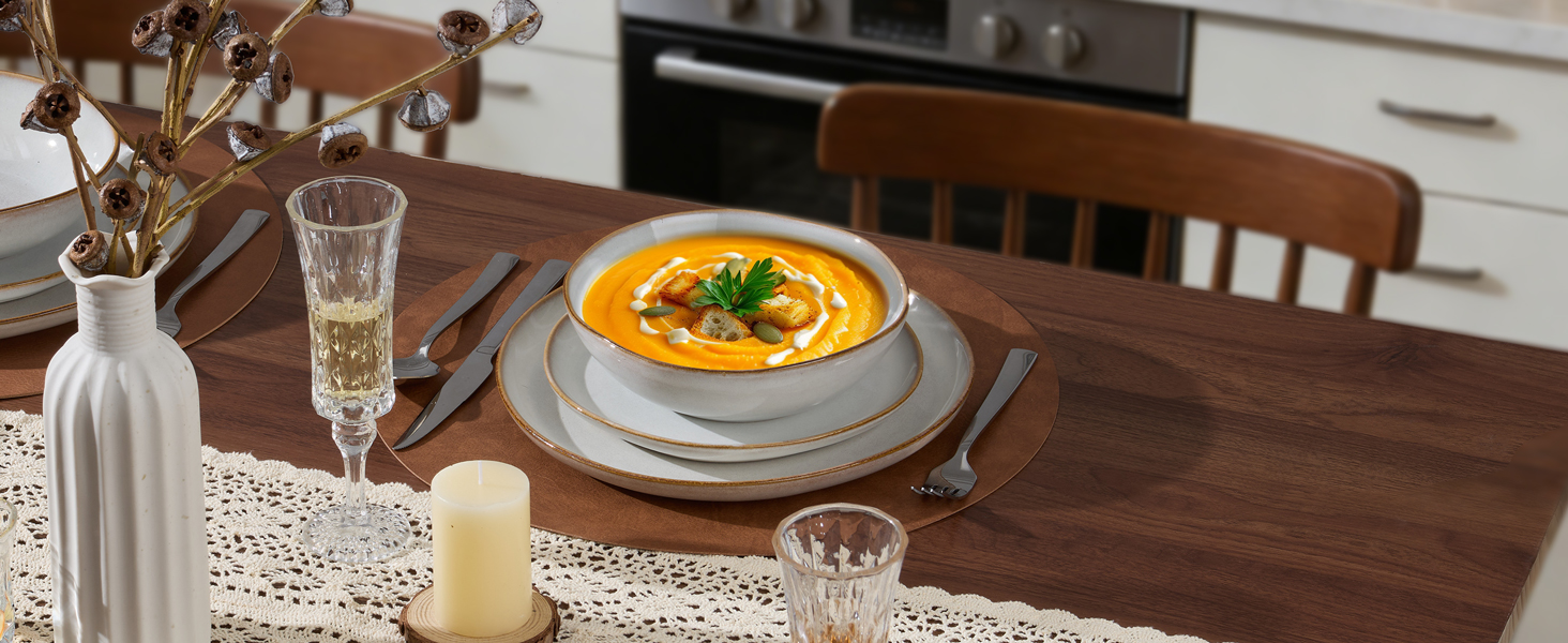 Сервіз Joyfair на 6 осіб, 24 предмети, кераміка, тарілки для їжі, десертні тарілки, миски для каші, сумісний з мікрохвильовою піччю та посудомийною машиною, колір: реактивне мушлеве біле