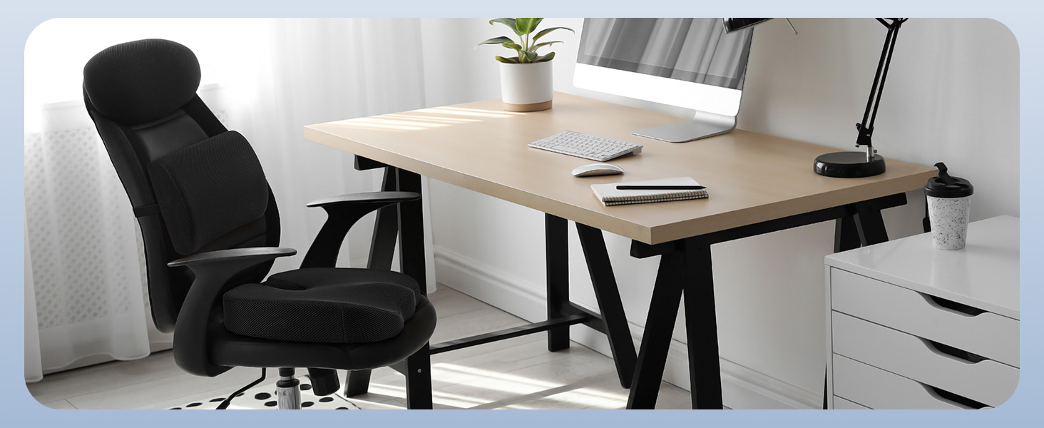 Ортопедична подушка для сидіння Feagar з memory foam, ергономічна подушка для офісного крісла, інвалідного візка, автокрісла, подушка для куприка, чорна (набір, XL (90-150 кг))