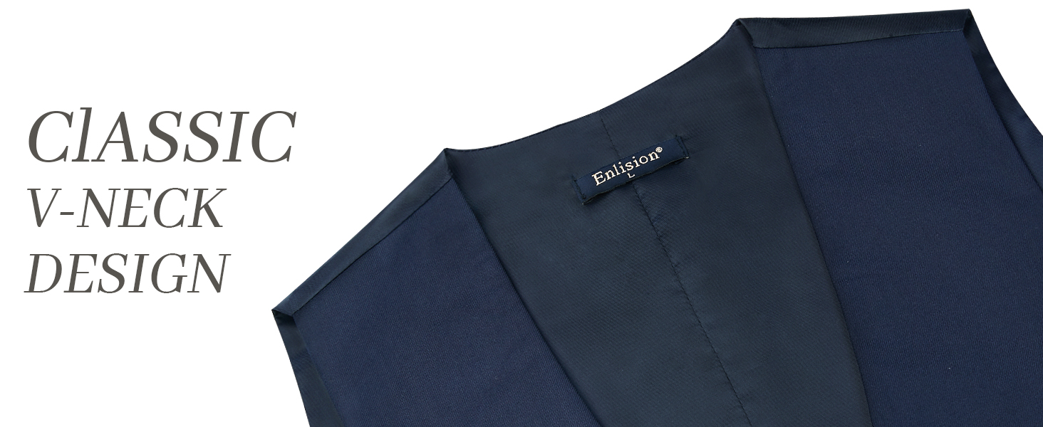 Чоловіча жилетка Enlision з дворядним застібкою та V-подібним вирізом, Slim Fit, для костюма, повсякденного, формального та ділового стилю, чорного кольору