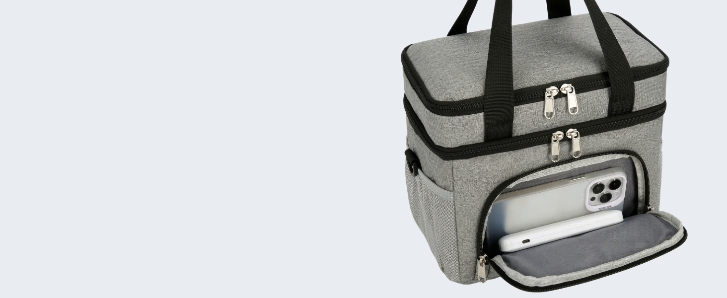 Термосумка JANSBEN для 12 банок: компактна, ізольована, з 6 відділеннями для пікніка, роботи та авто (сіра)