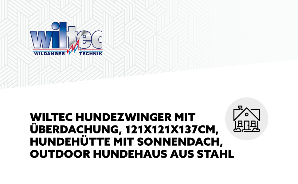 Будка для собак Wiltec з дахом 121x121x137 см, міцна сталева конструкція, вулиця
