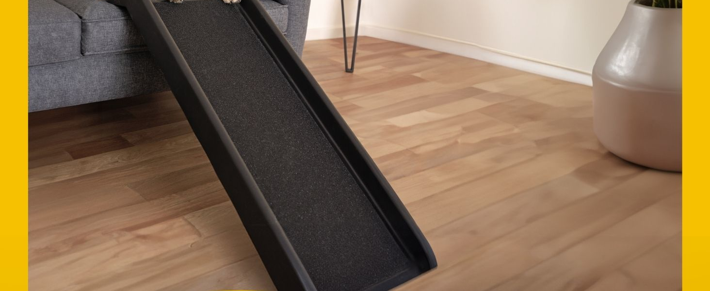 Рампа для собак Lionto до 90 кг, чорна, 100x38 см. Міцна, з антиковзким покриттям, для завантаження в багажник, щадить суглоби.