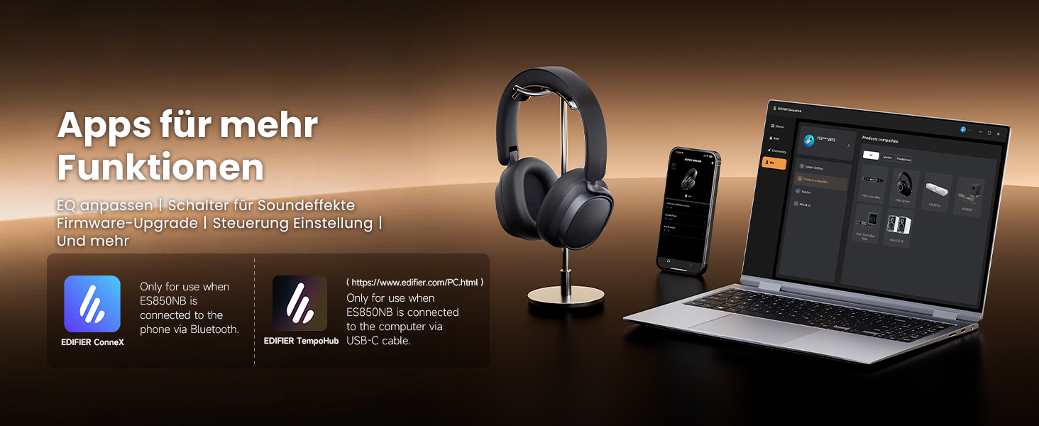 Навушники бездротові Edifier ES850NB з шумозаглушенням, Hi-Res Audio, Bluetooth 5.4, чорні