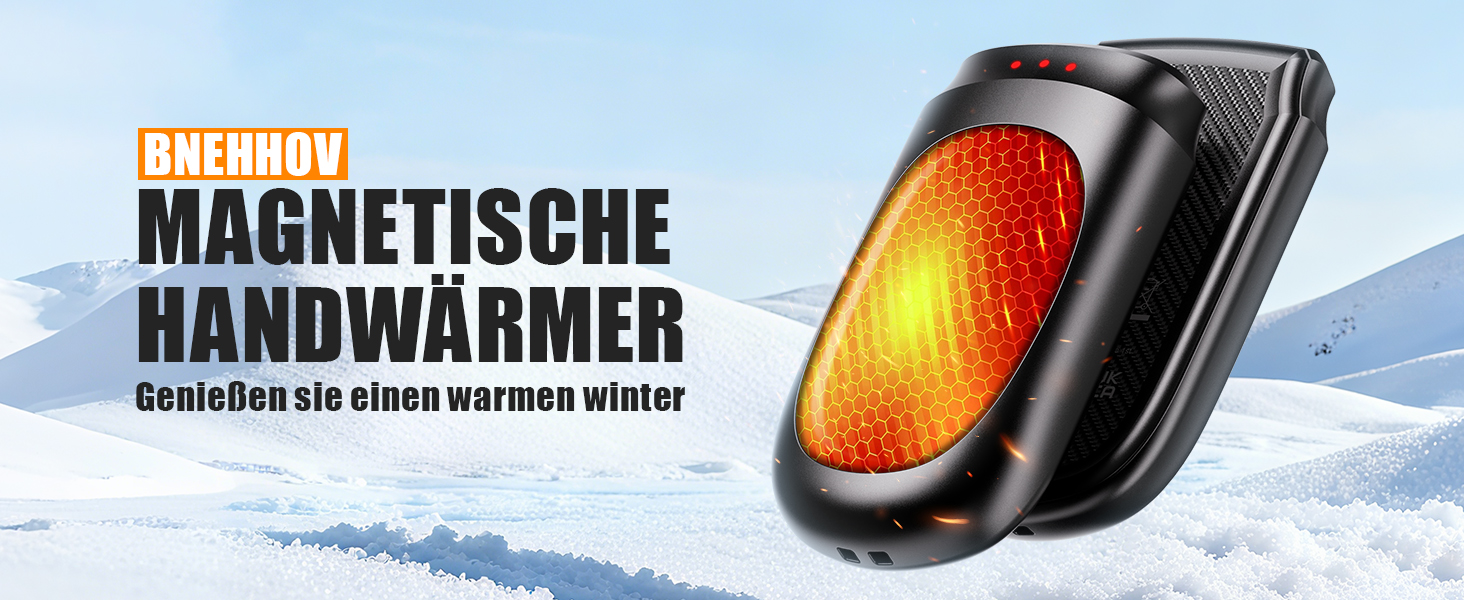 Електричний грілка для рук 2-в-1, 6000 mAh з магнітом, багаторазовий, 3 режими нагріву, USB-зарядка, компактний