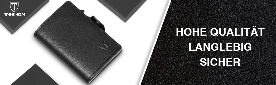 Чоловічий гаманець TEEHON з відділенням для монет та RFID захистом, тонкий, з відділеннями для карт, віконцем для ID - чорний