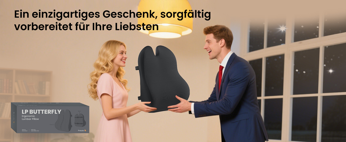 Подушка для спини ProtoArc з Memory Foam для офісного крісла, авто та столу - ергономічна, дихаюча, з регульованими ременями та сітчастим чохлом (Чорна)