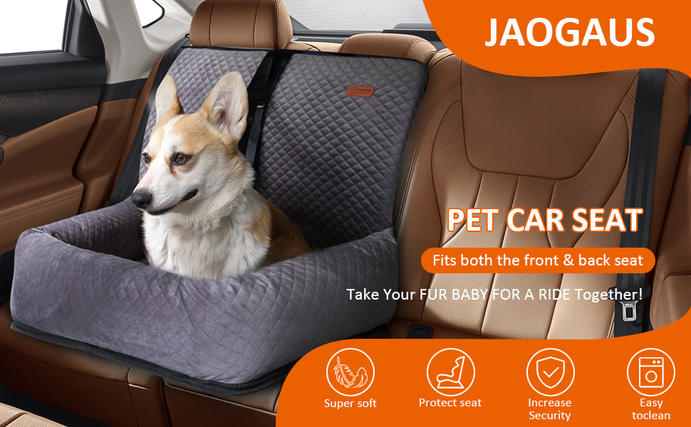 Автокрісло для собак JAOGAUS: безпечний та зручний автотранспортний аксесуар для середніх та великих собак. З безпечним ременем, з якісного короткого плюшу, легко миється.