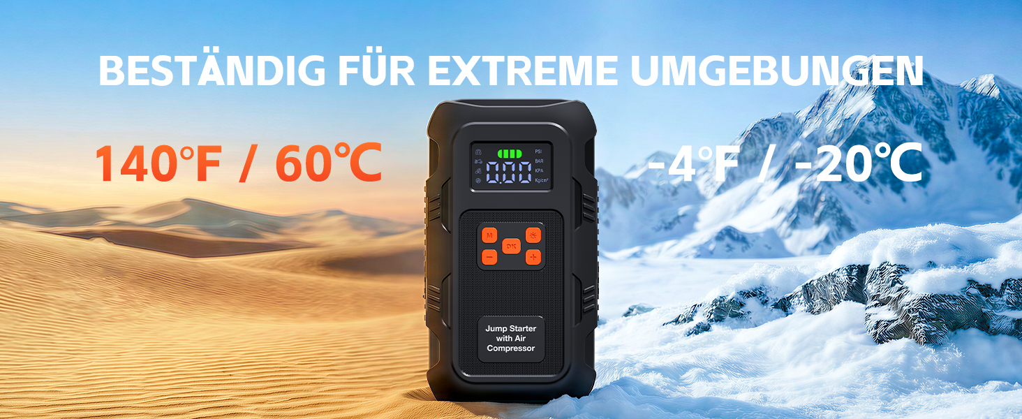 Пусковий пристрій Povasee Jump Starter 9000A з компресором 150 PSI, бустер для авто 12V та Powerbank з ліхтариком (Червоний/Чорний)