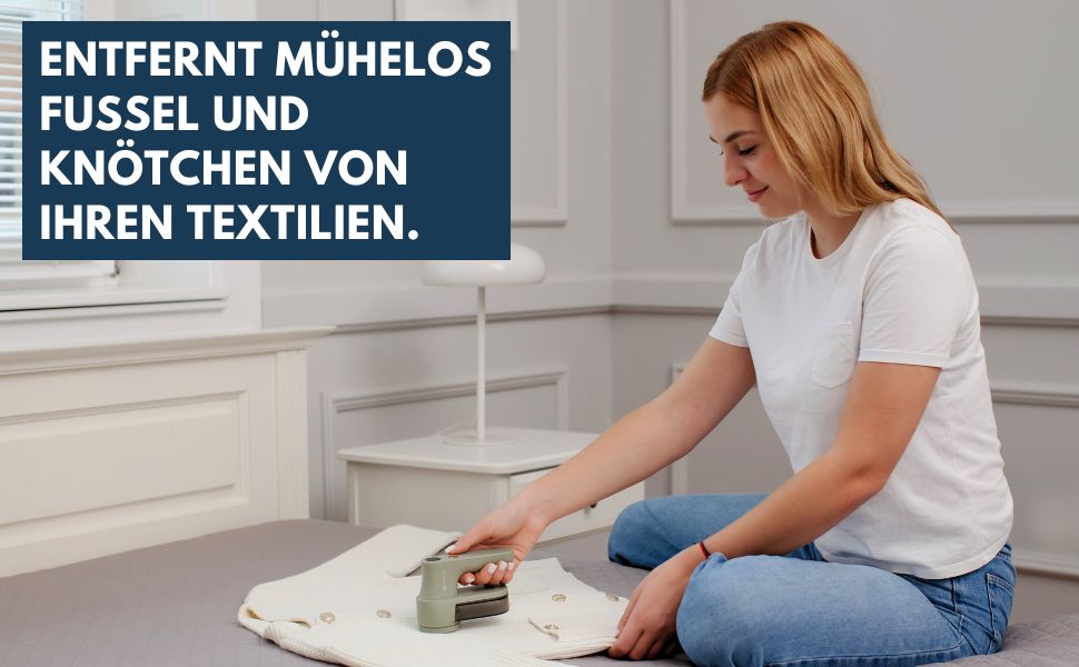 Електричний видалення ворсу та котушок для одягу – Fusselentferner з 3 швидкостями, LED-дисплеєм, USB-зарядкою, портативний пристрій з подвійним захистом (Sage)