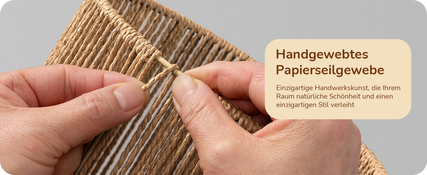 LED настільна лампа EDISHINE з абажуром з ручної роботи та дерев'яною ніжкою, 2700K, тепле біле світло, бохо стиль, для спальні, вітальні, готелю, з лампочкою E27 4W, в'язаний паперовий шнур