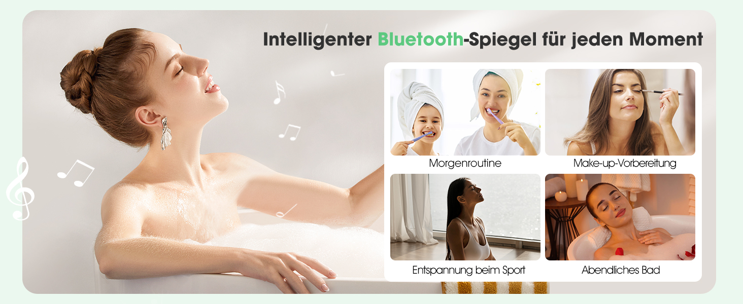 Дзеркало для ванної кімнати S'bagno з підсвічуванням 80x60 см, Bluetooth, протитуманне покриття, 3 кольори, регулювання яскравості, пам'ять налаштувань, загартоване скло, водонепроникність IP44, горизонтальне/вертикальне встановлення M66 (Bluetooth)