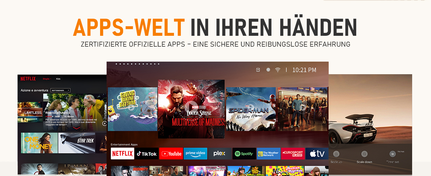 Міні проєктор Smart Beamer A-27000L з Wi-Fi 6, Bluetooth, підтримкою 4K та Netflix, Full HD 1080P, автофокусом та корекцією трапеції 6D для домашнього кінотеатру та використання на вулиці