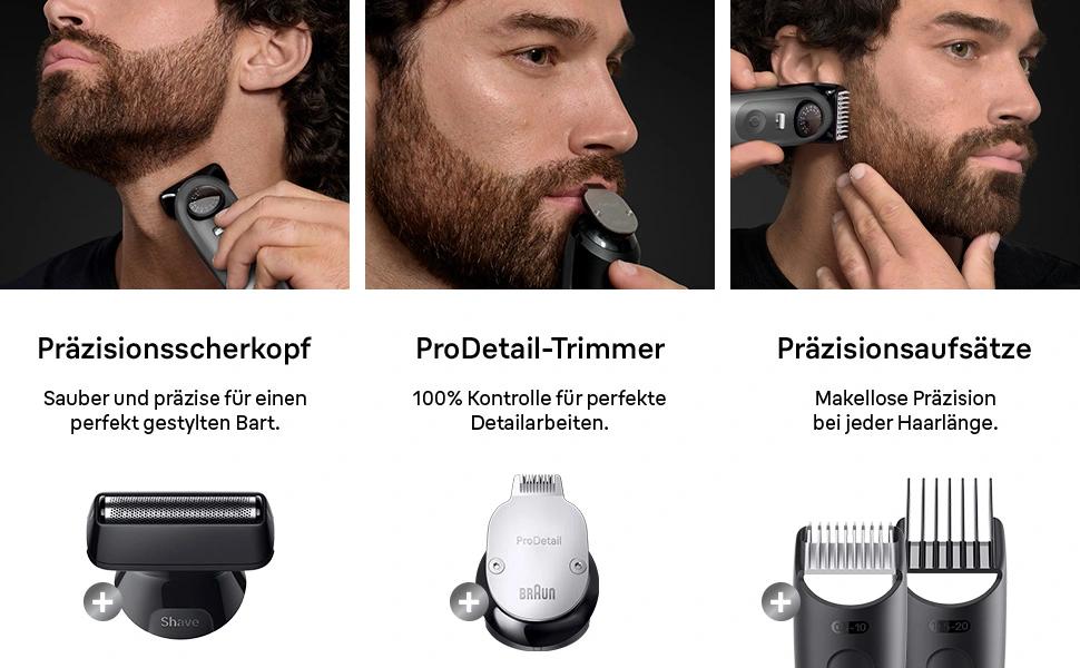 Триммер для бороди Braun Series 7 BT7420 Сірий: Акумуляторний, Водонепроникний, 40 налаштувань довжини + 12 насадок, Gillette Fusion5