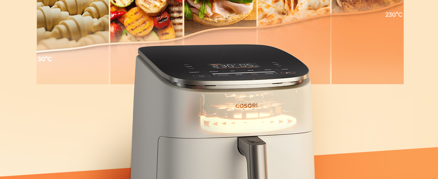 Фритюрниця Cosori Turboblaze Airfryer 9-в-1: смаження, випікання, гриль, обсмажування, 6л, тихий DC мотор, 87 рецептів, білий