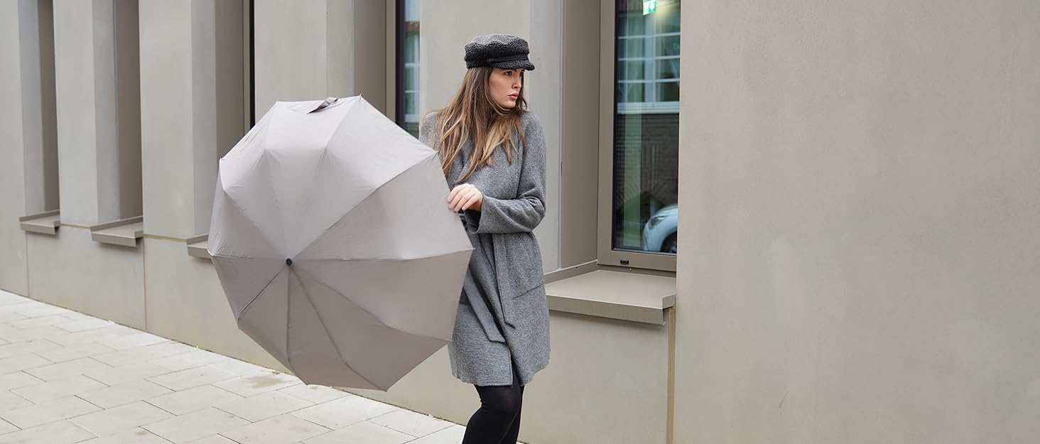 VON LILIENFELD Ruffled Umbrella - Floral Design | Black & Printed Interior | Auto Open | Windproof & Sturdy | Women's & Men's Umbrella
