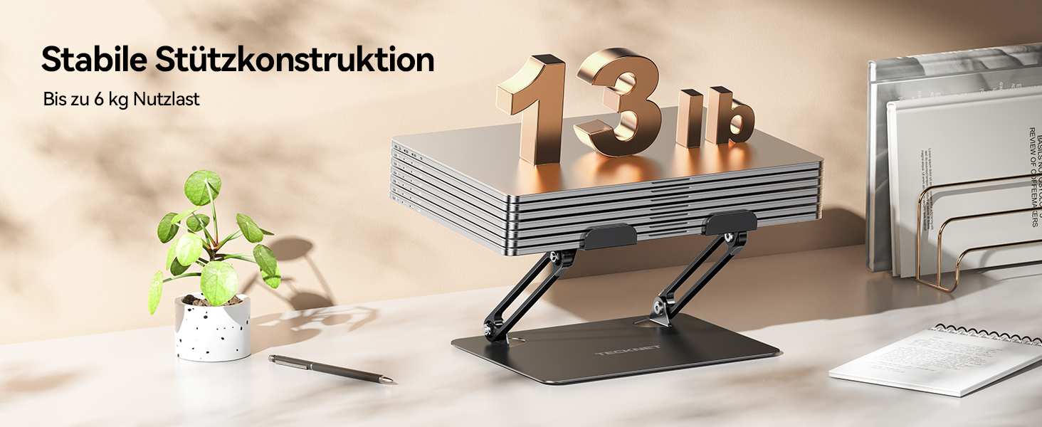 Підставка для ноутбука TECKNET, металева, регульована, чорна, 10-17.3 дюймів