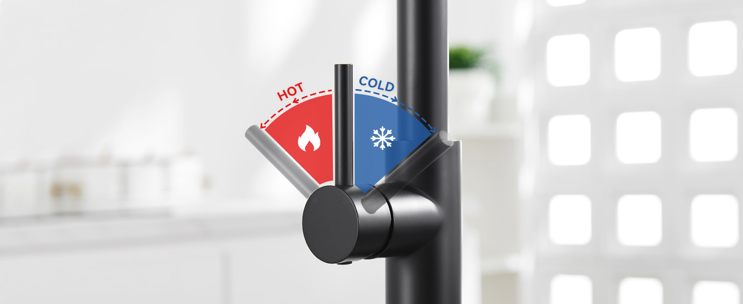 Змішувач кухонний CECIPA з витяжною лійкою, чорний, нержавіюча сталь, 360° обертання, 2 режими струменя