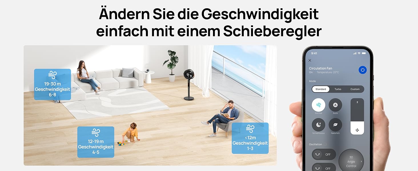 Dreo PolyFan 513S: Тихий розумний вентилятор з широким охопленням та 6 режимами (білий/чорний)