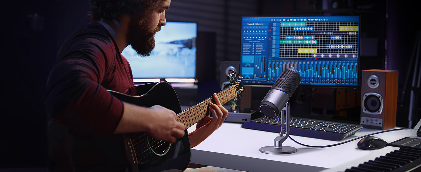 Мікрофон UGREEN для геймінгу та стрімінгу з RGB підсвічуванням USB, 24bit/96kHz, для ПК, PS5/PS4, запису, ноутбука