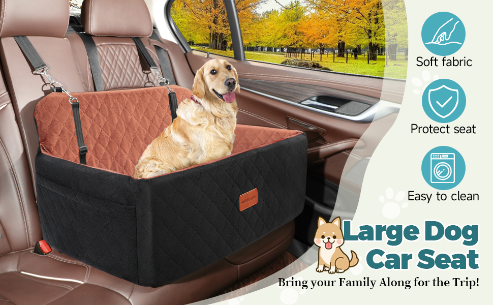 Автокрісло для собак середніх та великих порід, підйомник для собак, автоліжко для собак на заднє сидіння з 2 страхувальними ременями, чорно-коричневе