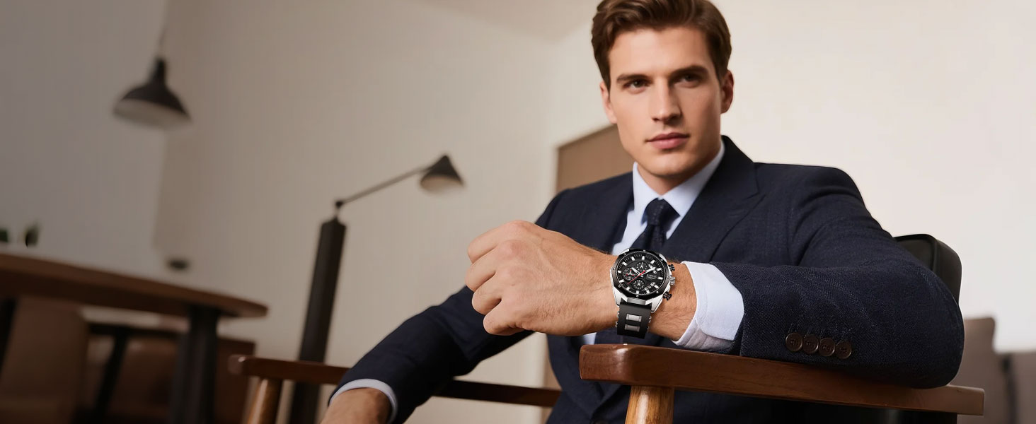 Годинник чоловічий LIGE з датою, кварцовий, аналоговий, водонепроникний, ретро-дизайн, хронограф, чорний силіконовий ремінець, вінтажний годинник, подарунок для чоловіків