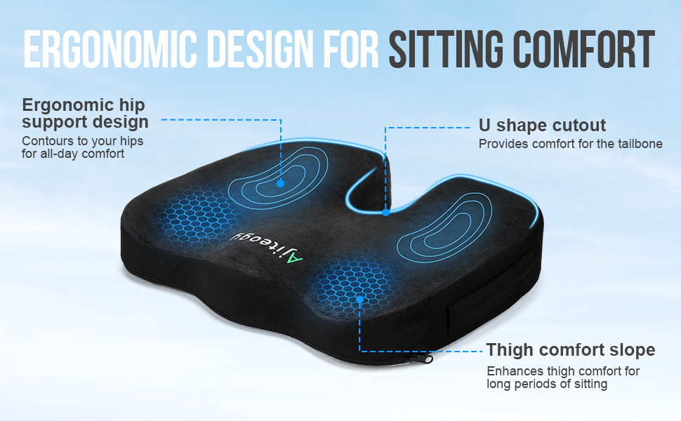 Подушка з піни Memory Foam для офісного крісла, авто та геймерського стільця - ортопедична підтримка спини