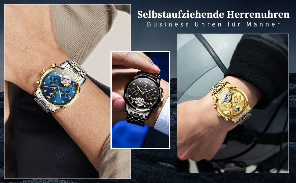 Чоловічий наручний годинник OLEVS 6678: водонепроникний хронограф із кварцовим механізмом, сталевий корпус, підсвічування циферблата, синій/золотий/сріблястий