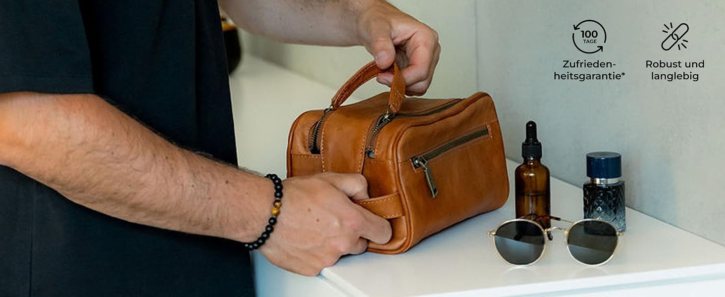 Шкіряна косметичка для подорожей Berliner Bags Vintage Kulturbeutel Tim XL, унісекс несесер для аксесуарів та гігієни, коричневий