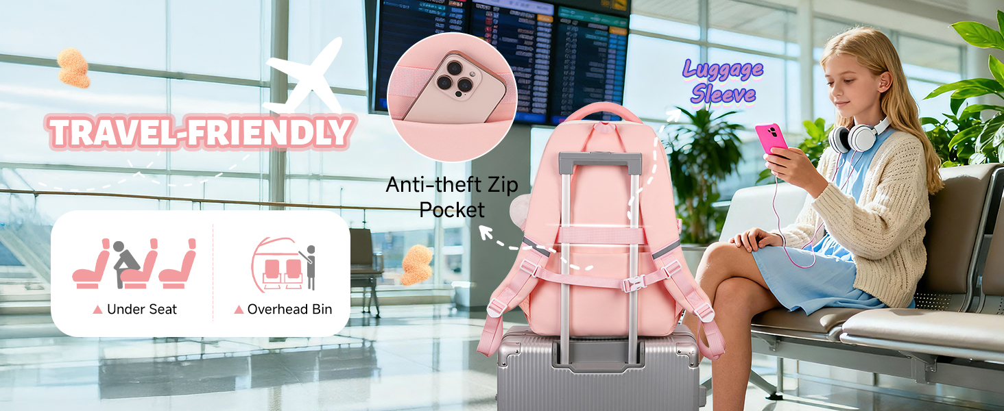 Шкільний рюкзак для дівчаток-підлітків, рожевий, з помпоном, тролей-петлею та світловідбивачами. Великий рюкзак для школи та подорожей, 3-7 клас, водонепроникний