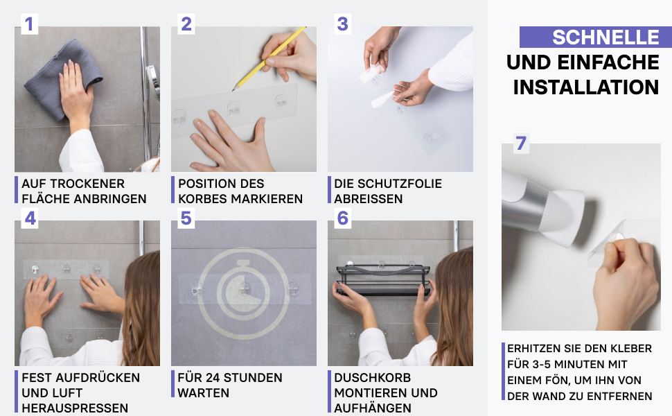 Дзеркальна поличка для душу KINCMAX без свердління з нержавіючої сталі (нержавіюча, з гачками, для ванної кімнати)