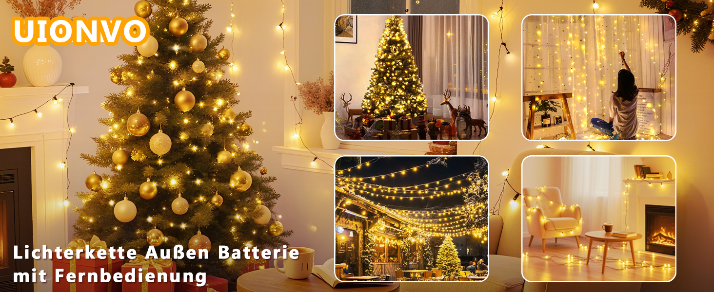 LED гірлянда на батарейках/USB, 10м, 100 світлодіодів, тепле біле світло, з таймером, вологостійка, для декору на Різдво, весілля, вечірки, балкону, саду